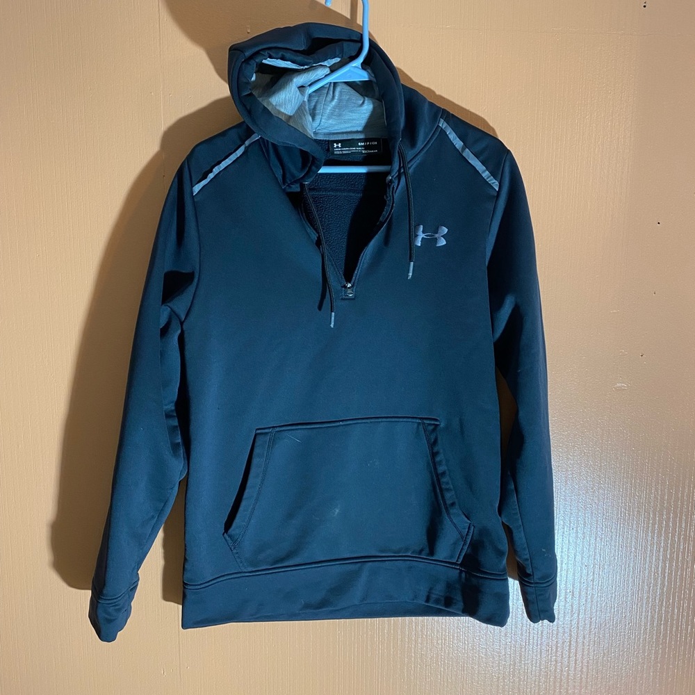 Under Armour Black Half-Zip Hoodie Size Small Stains – See Photos